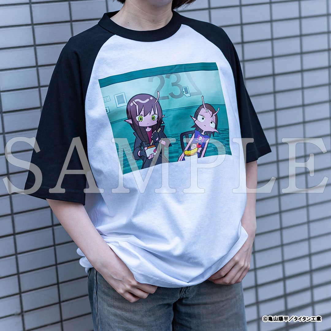 ※即発送可※KIZUNA Tシャツ パープル M アニメキャラ 銀河特急 ミルキー☆サブウェイ』アノトキノラグランTシャツ アカネ